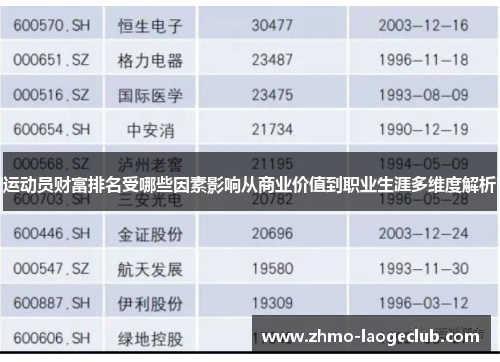 运动员财富排名受哪些因素影响从商业价值到职业生涯多维度解析 运动员财富排名受哪些因素影响从商业价值到职业生涯多维度解析